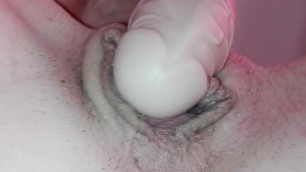 After a big dildo, Her pussy eats a smaller ( Big orgasme)