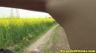 Young hitchhiker pays ride with her pussy