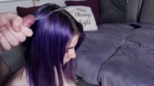Cum in purple hair