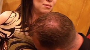 Salesman gets lucky when he goes to hot brunette's house